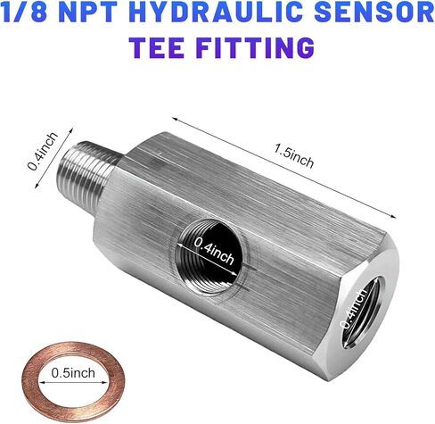 محول تي شيرت بمستشعر ضغط الزيت 1/8 NPT، تركيب تي شيرت لضغط زيت السيارة من الفولاذ المقاوم للصدأ مع منفذ جانبي، خرطوم قياس خط تغذية توربو مناسب للسيارات وسيارات الدفع الرباعي والشاحنات in Saudi Arabia