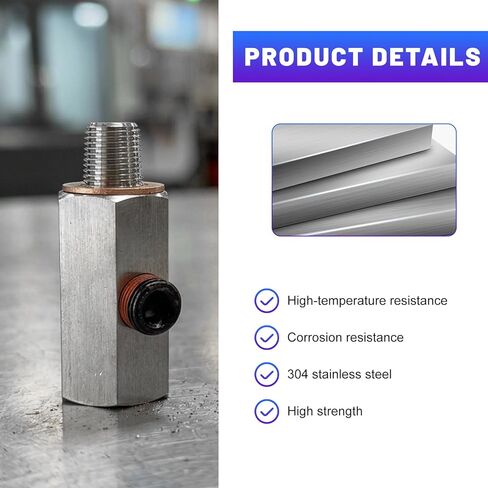 محول تي شيرت بمستشعر ضغط الزيت 1/8 NPT، تركيب تي شيرت لضغط زيت السيارة من الفولاذ المقاوم للصدأ مع منفذ جانبي، خرطوم قياس خط تغذية توربو مناسب للسيارات وسيارات الدفع الرباعي والشاحنات in Saudi Arabia