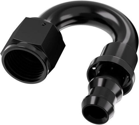 8AN 180 Degree Aluminum Internal Thread Rotary Push-Lock Hose Fitting Adapter - Black in Kuwait