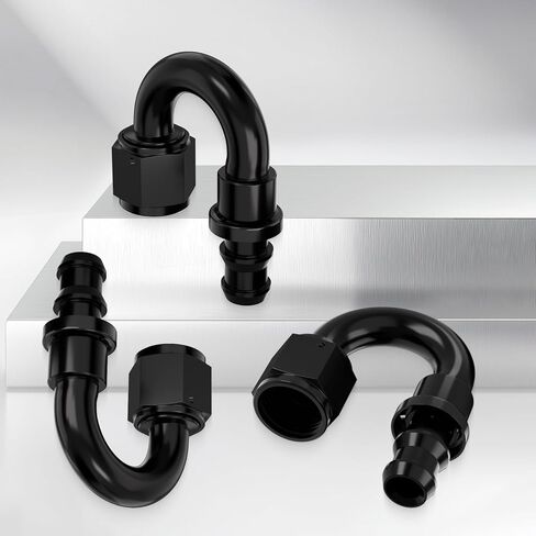 8AN 180 Degree Aluminum Internal Thread Rotary Push-Lock Hose Fitting Adapter - Black in Kuwait
