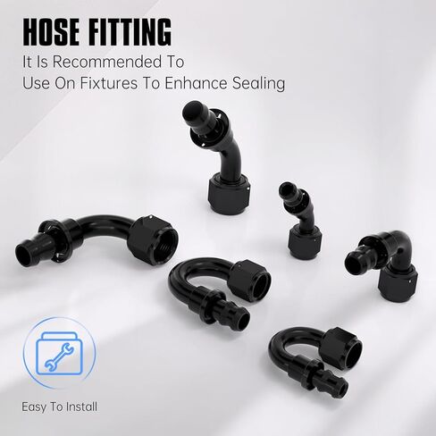 8AN 180 Degree Aluminum Internal Thread Rotary Push-Lock Hose Fitting Adapter - Black in Kuwait