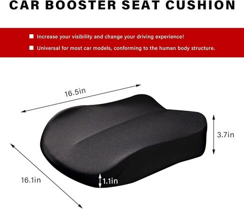 Car Seat Cushion, Ergonomic Memory Foam Auto Booster Seat Pad with Nonslip Bottom, Comfortable Vehicle Cushion for Short People Driving Fit for Sedan Truck SUV, Car Accessories (Black) in Kuwait