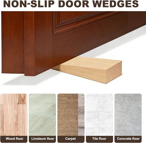 uxcell 8Pcs Wooden Door Stopper, 4.72" x 1.18" x 0.79" Non-Slip Solid Wood Door Wedges Triangle Wooden Doorstop Blocks for Chair Caning Home Office Floor in Kuwait