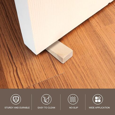 uxcell 8Pcs Wooden Door Stopper, 4.72" x 1.18" x 0.79" Non-Slip Solid Wood Door Wedges Triangle Wooden Doorstop Blocks for Chair Caning Home Office Floor in Kuwait