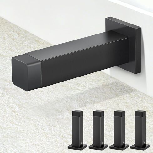 4 Pack Door Stoppers, Black Door Stops Square Modern Doorstop Wall Mounted with Rubber Tip, Solid Baseboard Door Bumper Wall Protector in Saudi Arabia