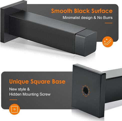 4 Pack Door Stoppers, Black Door Stops Square Modern Doorstop Wall Mounted with Rubber Tip, Solid Baseboard Door Bumper Wall Protector in Saudi Arabia