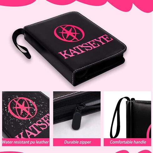 A5 Katseye Photocard Binder with 50 Pack 4-Pocket Card Pages, 3-Ring Card Collector Album with 6 Stickers and 400 Card Slots,Water-Resistant PU Leather Binder Cover for Organizing Card Fans Gifts in Saudi Arabia