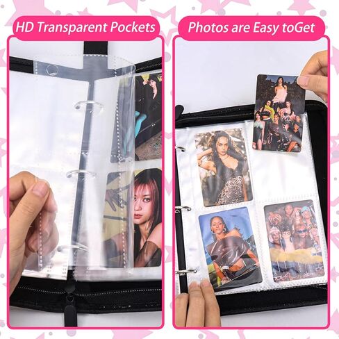 A5 Katseye Photocard Binder with 50 Pack 4-Pocket Card Pages, 3-Ring Card Collector Album with 6 Stickers and 400 Card Slots,Water-Resistant PU Leather Binder Cover for Organizing Card Fans Gifts in Saudi Arabia