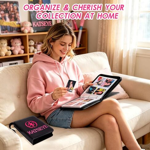 A5 Katseye Photocard Binder with 50 Pack 4-Pocket Card Pages, 3-Ring Card Collector Album with 6 Stickers and 400 Card Slots,Water-Resistant PU Leather Binder Cover for Organizing Card Fans Gifts in Saudi Arabia