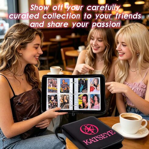 A5 Katseye Photocard Binder with 50 Pack 4-Pocket Card Pages, 3-Ring Card Collector Album with 6 Stickers and 400 Card Slots,Water-Resistant PU Leather Binder Cover for Organizing Card Fans Gifts in Saudi Arabia