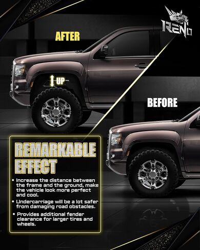 RENO 1.5" Front Leveling Kit Strut Lift Spacers, Suspension Lift Spacers Compatible with 2007-2026 Silverado Avalanche Suburban Tahoe 1500 / Sierra Yukon 1500 6-Lug 2WD 4WD (Aluminium, Black, 2Pcs) in Kuwait