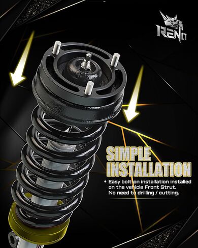 RENO 1.5" Front Leveling Kit Strut Lift Spacers, Suspension Lift Spacers Compatible with 2007-2026 Silverado Avalanche Suburban Tahoe 1500 / Sierra Yukon 1500 6-Lug 2WD 4WD (Aluminium, Black, 2Pcs) in Kuwait
