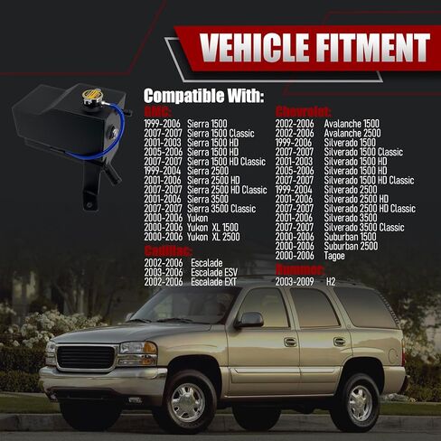 603102 Heavy-Duty Aluminum Coolant Reservoir Tank, Leak-Proof Expansion Tank with Sensor & Cap, Direct Replacement for 1999-2007 Silverado Escalade Suburban Tahoe GMC Yukon Sierra in Saudi Arabia