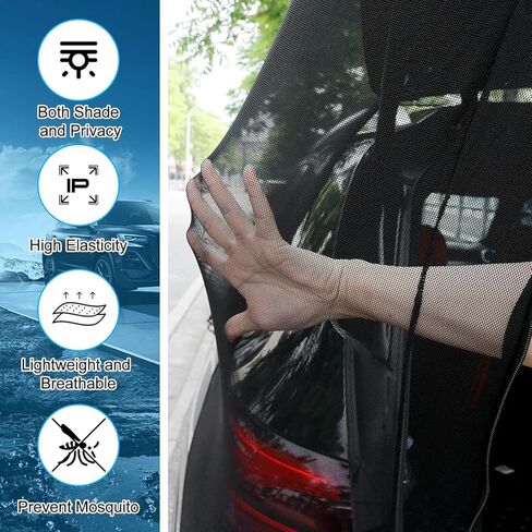 SUNGOOYUE سيارة التخييم الباب الخلفي صافي 185x205cm SUV جذع شبكة التهوية للسفر RV في الهواء الطلق، حاجز شاشة البوليستر لحماية الطريق رحلة النوم in Kuwait
