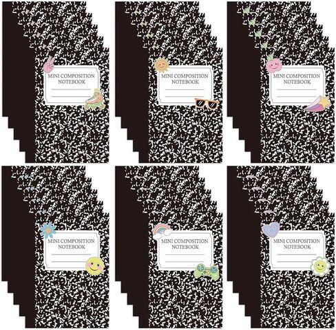 Gilprop 30 Pack Mini Composition Notebook 6 Cute Styles Mini Composition Books Bulk Small Pocket Marble Journal Notebooks Pocket Size 4.5 x 3.25 in for Classroom Elementary Preschool Teacher Supplies in Saudi Arabia