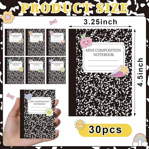 Gilprop 30 Pack Mini Composition Notebook 6 Cute Styles Mini Composition Books Bulk Small Pocket Marble Journal Notebooks Pocket Size 4.5 x 3.25 in for Classroom Elementary Preschool Teacher Supplies in Saudi Arabia