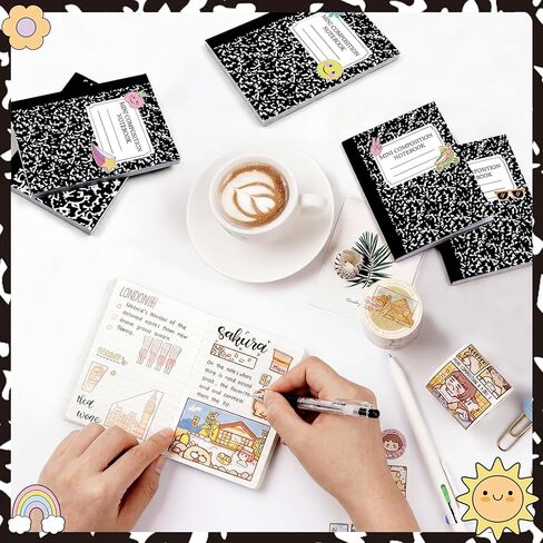 Gilprop 30 Pack Mini Composition Notebook 6 Cute Styles Mini Composition Books Bulk Small Pocket Marble Journal Notebooks Pocket Size 4.5 x 3.25 in for Classroom Elementary Preschool Teacher Supplies in Saudi Arabia