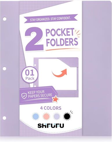 2-Pocket Folder, Heavy Duty Plastic Folder with 3 Hole Punched, Fit for 3 Ring Binder, Letter Size Binder Folder for School Office (Blue, 1 Pack) in Saudi Arabia