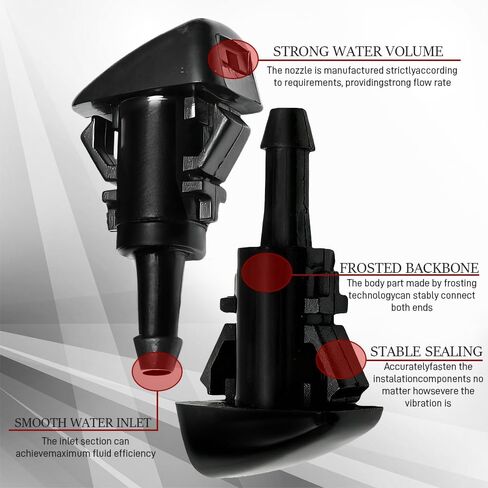 2PCS Front Windshield Washer Nozzles, Windshield Wiper Sprayer Jet Kit Replaces 4805742AB 5113049AA 5116079AA 5303833AA, Car Washer Nozzle Accessories Compatible with Most Vehicles in Kuwait