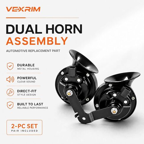 Horn Assembly Dual Tone Snail High Low Tone Horn Compatible with Tesla Model 3 2017-2018-2019-2020-2021-2022, Replace OE 1486943-00-A 1109660-00-B Direct Fit Plug & Play in Saudi Arabia