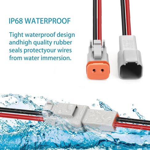 DT 2 Pin Waterproof Connectors, 14 AWG Deutsch Connector 2 Wire Connector Kit, 4 Pairs Automotive Electrical Connectors, Male & Female Plug for Truck, Boat, Car, LED Lights (2 Pin) in Saudi Arabia