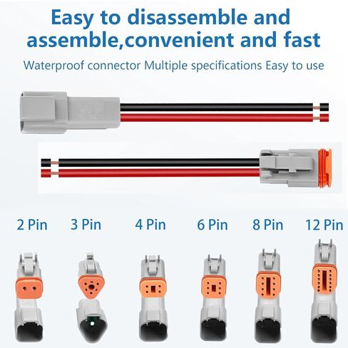 DT 2 Pin Waterproof Connectors, 14 AWG Deutsch Connector 2 Wire Connector Kit, 4 Pairs Automotive Electrical Connectors, Male & Female Plug for Truck, Boat, Car, LED Lights (2 Pin) in Saudi Arabia