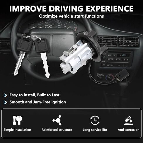 RAMATA 924-726 Ignition Switch Lock Cylinder with 2 Keys Compatible with 2000 2001 2002 2003 2004 2005 Chevrolet Cavalier, Pontiac Sunfire, Replace # 924726 in Saudi Arabia