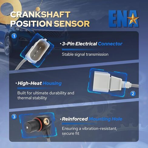 ENA Engine Crankshaft Position Sensor Compatible with VW Volkswagen Audi Beetle Golf Jetta Passat A3 A4 Quattro A6 Quattro Allroad Quattro S4 TT Quattro 1998 1999 2000 2001 2002 2003 Replaces PC502 in Kuwait