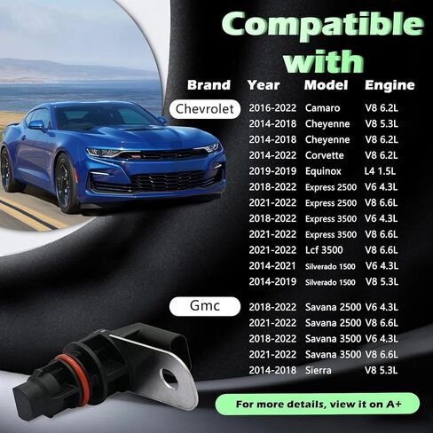 Engine Crank Crankshaft Position Sensor L4 V6 V8 1.5L Compatible with Chevrolet for Gmc Corvette Escalade Sierra Silverado Suburban 1500 Tahoe Yukon Equinox Express Savana 2500 3500 Sierra Camaro Cts in Kuwait