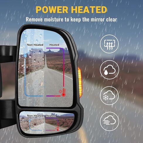 مرآة الجانب الأيمن للركاب من Sanooer متوافقة مع 2014-2025 Ram Promaster 1500 2500 3500 مع ضوء إشارة الانعطاف الساخن وزجاج الطاقة اليدوي القابل للطي، استبدل CH1320417 5VE99JXWAB in Kuwait