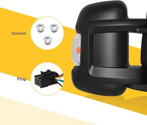 مرآة الجانب الأيمن للركاب من Sanooer متوافقة مع 2014-2025 Ram Promaster 1500 2500 3500 مع ضوء إشارة الانعطاف الساخن وزجاج الطاقة اليدوي القابل للطي، استبدل CH1320417 5VE99JXWAB in Kuwait