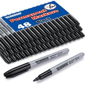 Permanent Markers Black 48 Count Fine Tip,Quick Drying Marker for Gift Card,Bulk Pens on Wood,Plastic,Paper,Metal,Mirror for Office School Classroom Home in Saudi Arabia