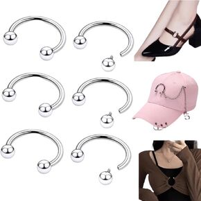 OULIGET Ring Chain for Baseball Hat,Metal Round Circle Shirt Clip Buckle,Hat Shoe Bag Clothes Decoration DIY,6 Pieces in Kuwait