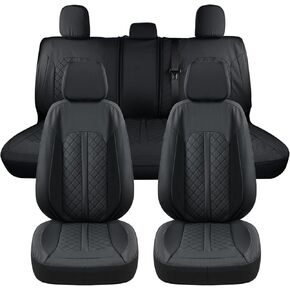 Truckiipa Seat Covers for Chevy Silverado, Leather Seat Cover Custom Fit for 2007-2013&2019-2026 Chevy Silverado GMC Sierra 1500, 2020-2026 2500HD 3500HD Double Crew Extended Cab, Full Set, Black in Saudi Arabia
