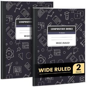 Oucaru Composition Notebook 6 Pack Wide Ruled, Gradient Cover Notebooks for School, 70 Sheets 7-1/2"x9-3/4, Back to School Supplies Journal for K-12 Students in Kuwait