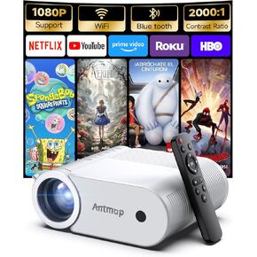 جهاز عرض صغير مع واي فاي، جهاز عرض هاتف Antmap لجهاز iPhone Mini Pocket Projector جهاز عرض WiFi جهاز عرض محمول مع جهاز عرض HDMI لاسلكي متوافق مع الهاتف/الكمبيوتر المحمول/عصا التلفزيون/وحدة التحكم في الألعاب in Kuwait