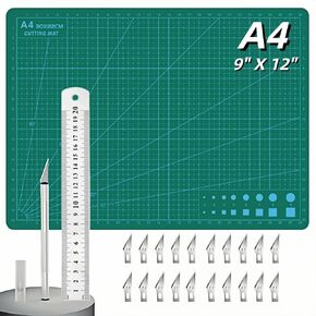 Self Healing Sewing Mat - A4 (9"x12"), 5-Ply PVC Construction, Exacto Knife Precision Carving Craft Hobby Knife Kit with Metal Handle for DIY Art Work Cutting, Hobby, Stencil, Scrapbooking in Saudi Arabia