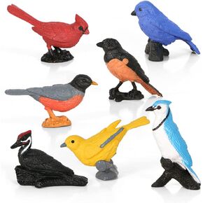 Morofme Mini Bird Figurine Birds Cake Topper 7pcs Miniature Birds Animal Figure Robin Cardinal Figurines Oriole Bird Cake Decorations for Birthday Baby Shower Party Educational Supplies in Saudi Arabia