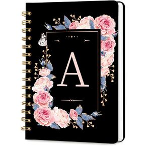 Lined Spiral Journal Notebook, A5 College Ruled Spiral Notebook for Women, Hardcover with Elegant Design for Work and Note-Taking, 5.5 * 8.25 inch, 160 Pages, Letter K in Saudi Arabia