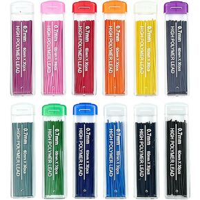 12 Colors Pencil Lead Refills 360 Pieces Colored Mechanical Pencil Lead Refills Back to School Pencil Gifts Bulk for Home Office School, 0.7 mm HB in Saudi Arabia