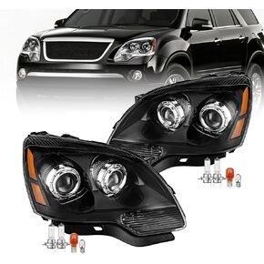 Headlights Assembly Compatible with 2007-2012 GMC Acadia OE Style Headlamps with Bulbs Pair Replacement Driver & Passenger Side NOT FIT HID in Saudi Arabia
