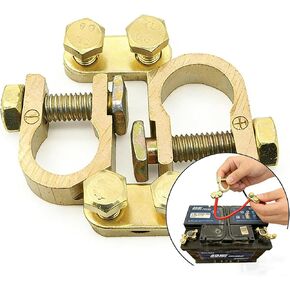 Brass Battery Terminals, 2 Pack | Heavy Duty, Universal Positive Negative Cable Clamps, Anti-Corrosion Washers, For Car Truck Marine RV in Saudi Arabia