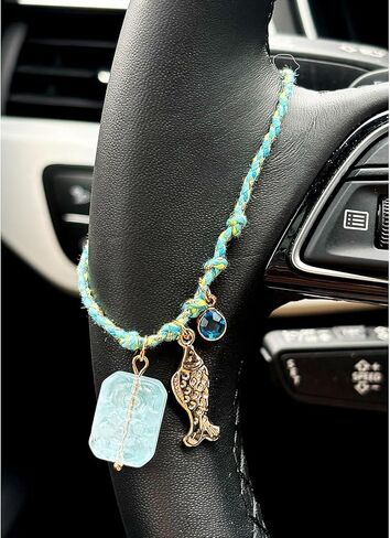 Steering Wheel Charm Accessory Hibiscus White Flower Chain Pendant Car Decor Rearview Mirror Hanging Charm Women Teen Girl Gifts Gold in Saudi Arabia