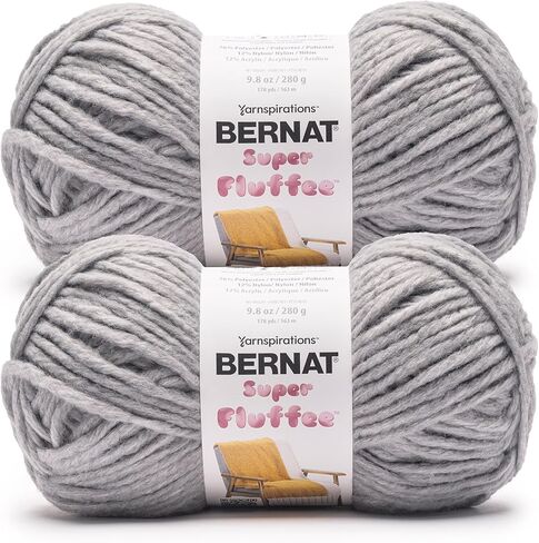 خيوط Bernat Super Fluffee Fawn Fleck - عبوتان بوزن 280 جم/10 أونصة - 76% بوليستر 12% نايلون 12% أكريليك - #6 ضخم جدًا - 178 ياردة - حياكة/كروشيه in Kuwait
