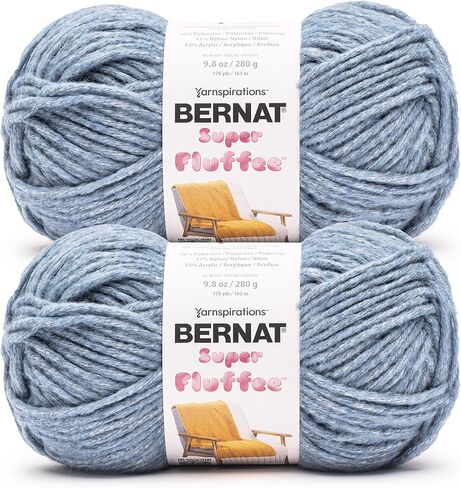 خيوط Bernat Super Fluffee Fawn Fleck - عبوتان بوزن 280 جم/10 أونصة - 76% بوليستر 12% نايلون 12% أكريليك - #6 ضخم جدًا - 178 ياردة - حياكة/كروشيه in Kuwait