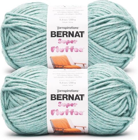 خيوط Bernat Super Fluffee Fawn Fleck - عبوتان بوزن 280 جم/10 أونصة - 76% بوليستر 12% نايلون 12% أكريليك - #6 ضخم جدًا - 178 ياردة - حياكة/كروشيه in Kuwait