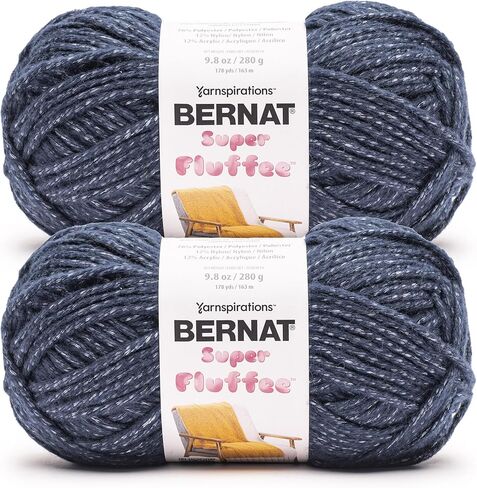 خيوط Bernat Super Fluffee Fawn Fleck - عبوتان بوزن 280 جم/10 أونصة - 76% بوليستر 12% نايلون 12% أكريليك - #6 ضخم جدًا - 178 ياردة - حياكة/كروشيه in Kuwait