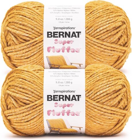 خيوط Bernat Super Fluffee Fawn Fleck - عبوتان بوزن 280 جم/10 أونصة - 76% بوليستر 12% نايلون 12% أكريليك - #6 ضخم جدًا - 178 ياردة - حياكة/كروشيه in Kuwait