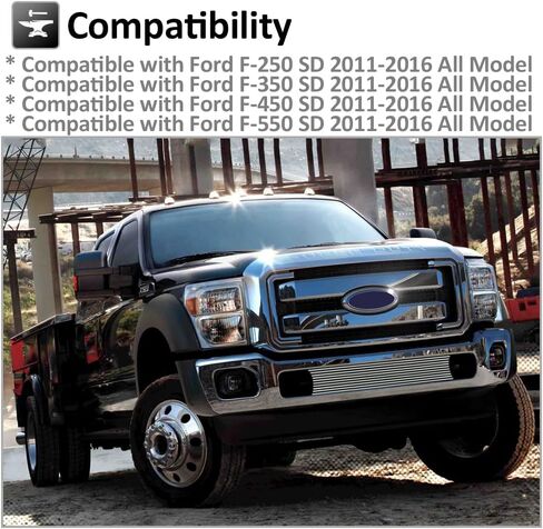 Front Chrome Bumper Grille Billet Grill Insert Compatible with Ford 2011-2016 F-250/F-350/F-450/F-550 Super Duty (Chrome) in Kuwait