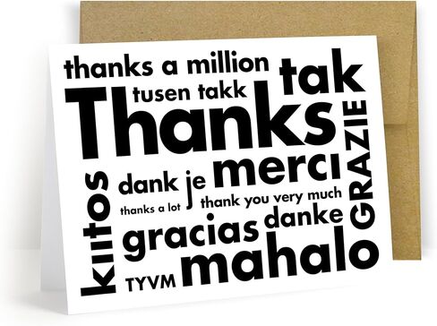 Thank You Cards – Thanks a Million, Gracias Merci Grazie Kiitos Danke Llobal Languages Stationery, Folded Note Cards, Set of 8 in Saudi Arabia